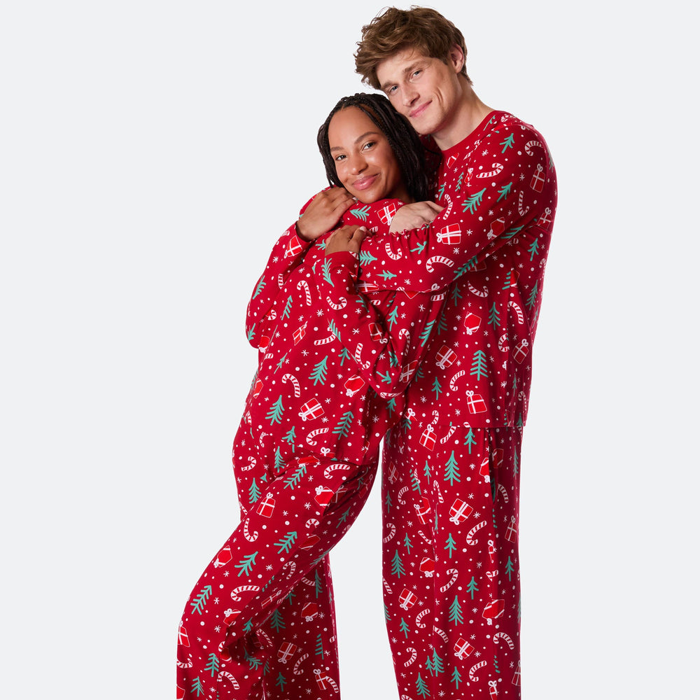 Pyjama motifs de Noël matchy-matchy - rouge
