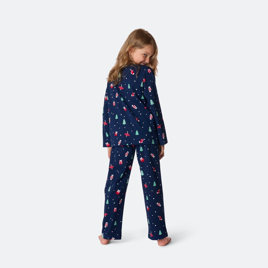 Pyjama de Noël matchy-matchy - bleu à motifs festifs