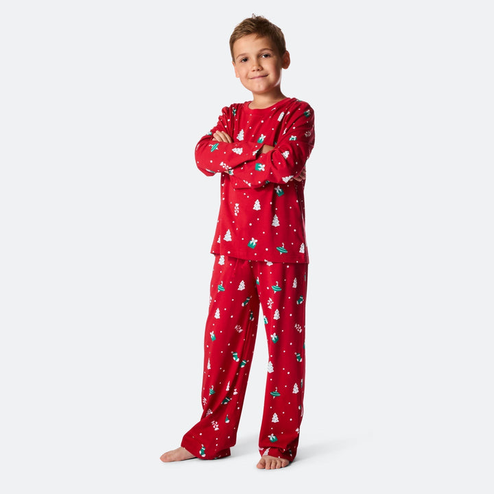 Pyjama de Noël matchy-matchy - rouge à motifs festifs