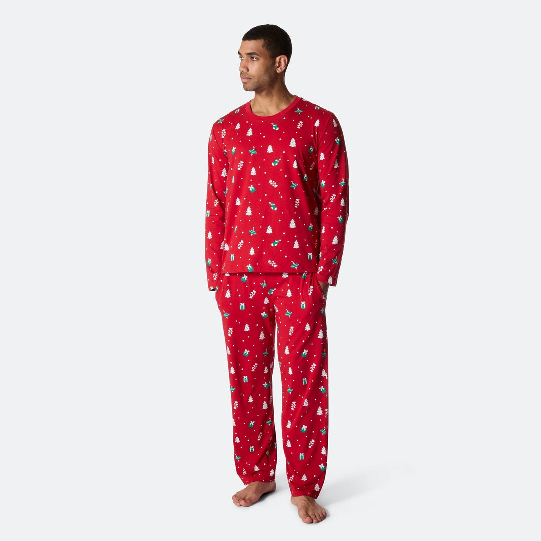 Pyjama de Noël matchy-matchy - rouge à motifs festifs
