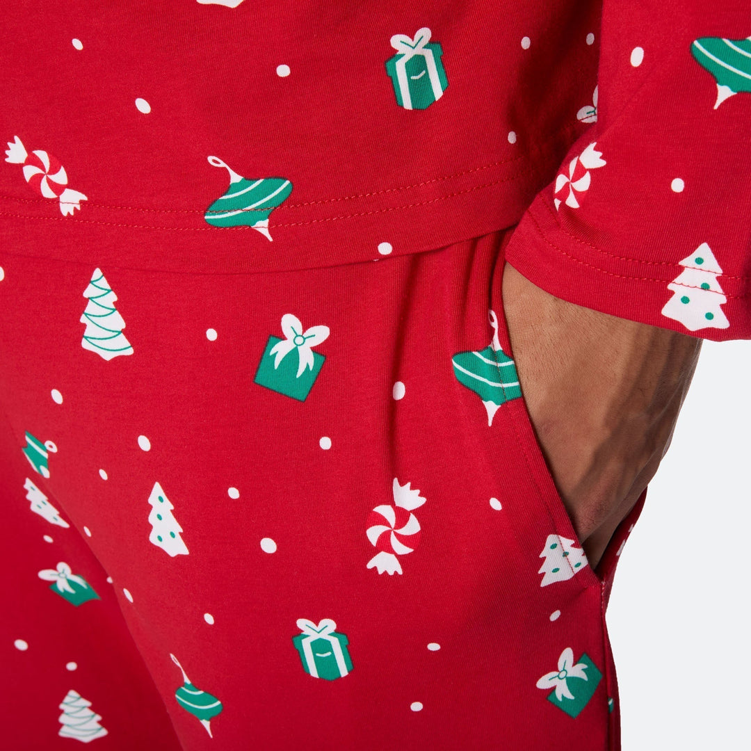 Pyjama de Noël matchy-matchy - rouge à motifs festifs