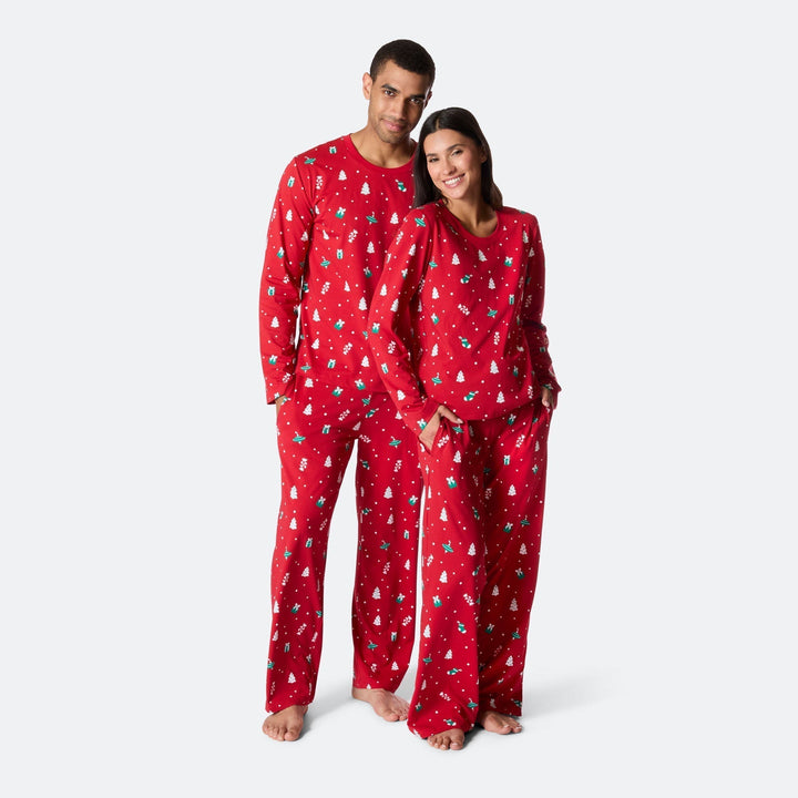 Pyjama de Noël matchy-matchy - rouge à motifs festifs
