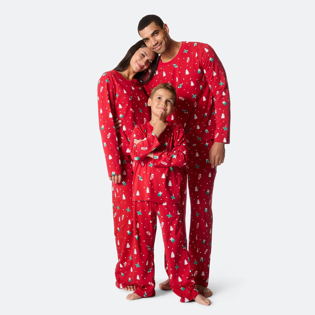 Pyjama de Noël matchy-matchy - rouge à motifs festifs