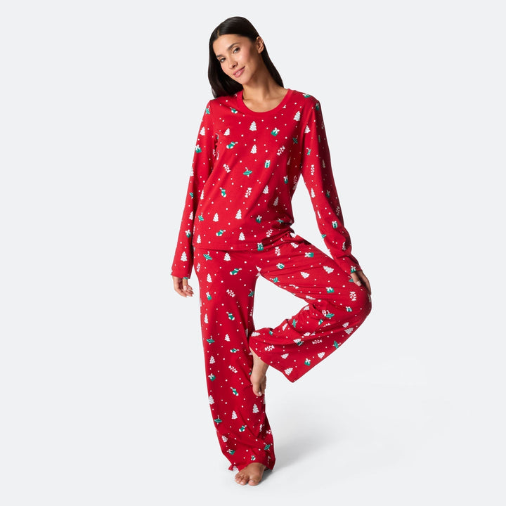 Pyjama de Noël matchy-matchy - rouge à motifs festifs
