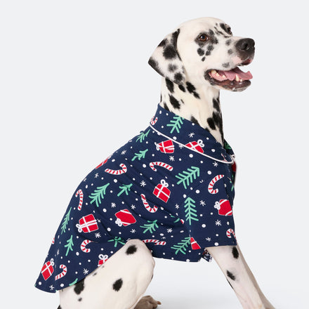 Pyjama de Noël pour chien - bleu à motifs
