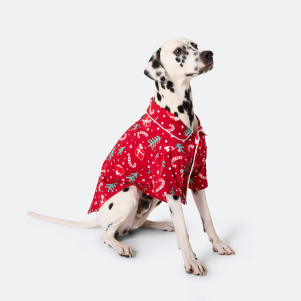 Pyjama de Noël pour chien - rouge à motifs
