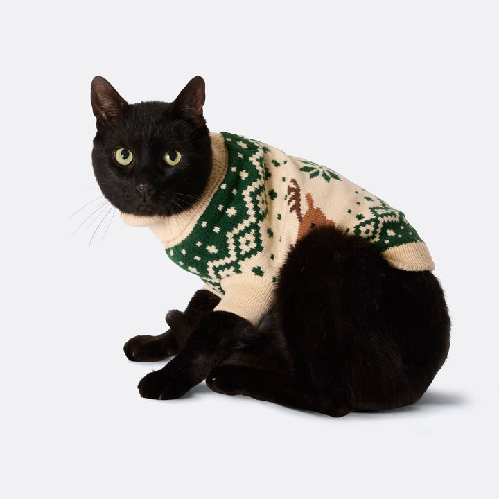 Pull de Noël matchy-matchy Renne rétro - vert