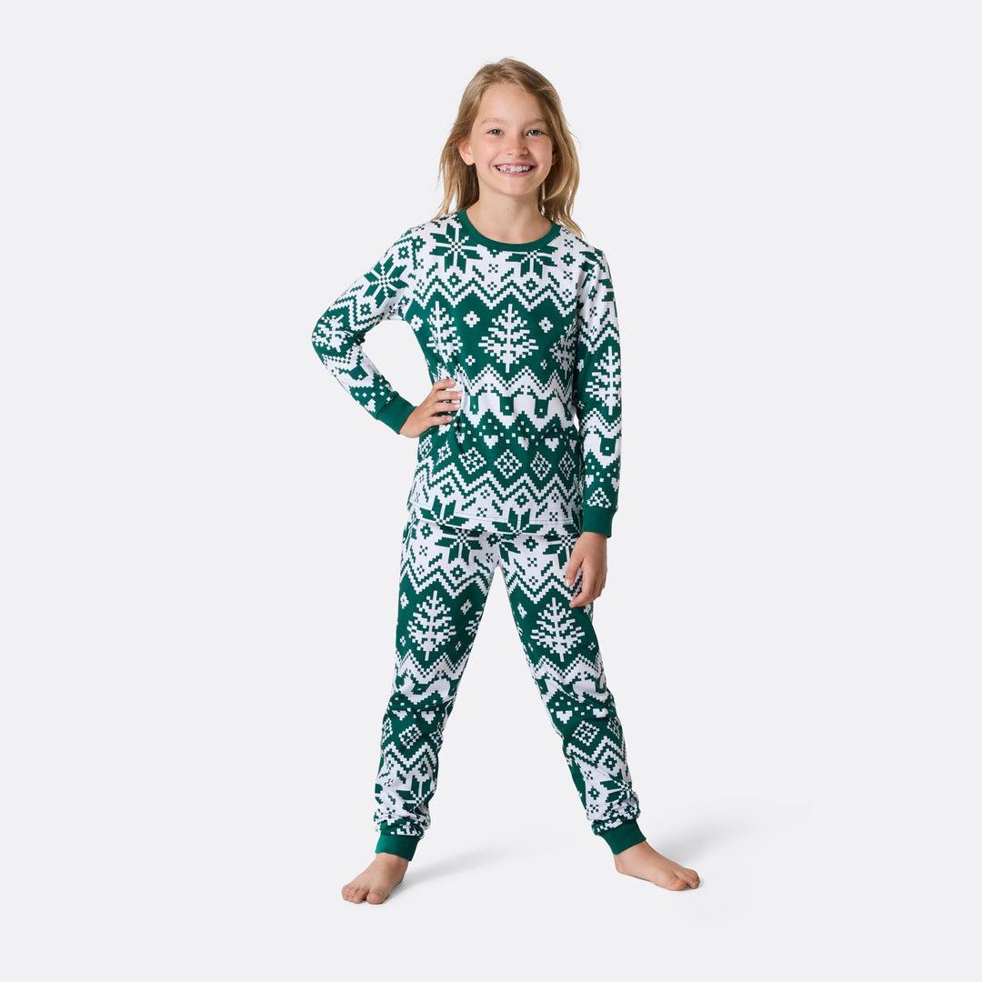 Pyjama de Noël enfant en tricot - vert