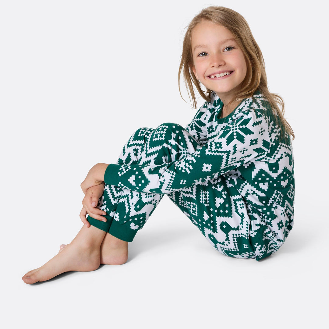 Pyjama de Noël enfant en tricot - vert