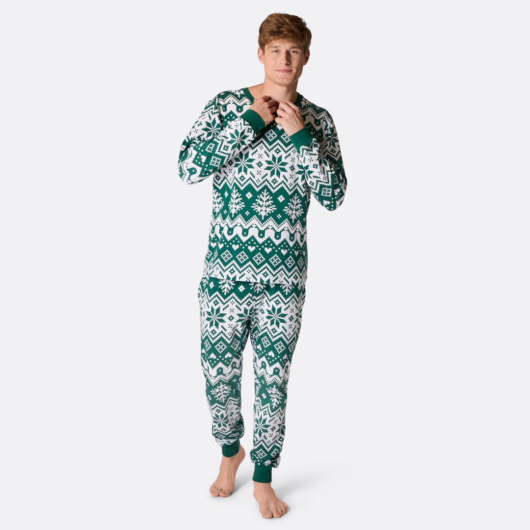 Pyjama de Noël homme en tricot - vert