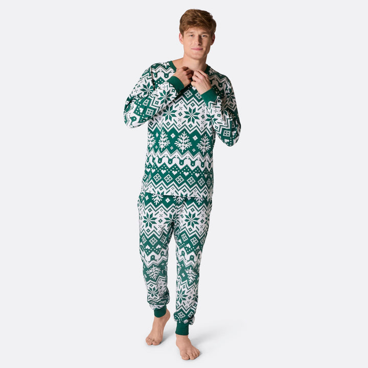 Pyjama de Noël homme en tricot - vert