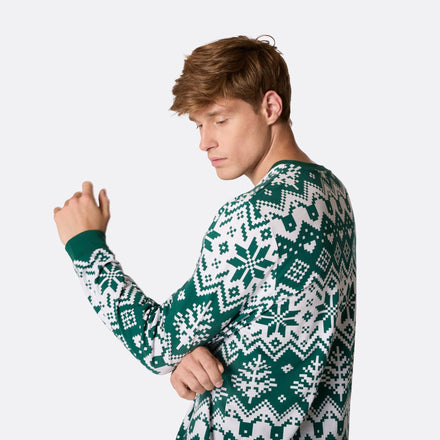 Pyjama de Noël homme en tricot - vert
