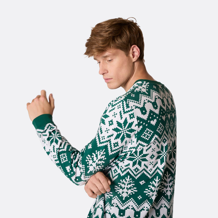 Pyjama de Noël homme en tricot - vert