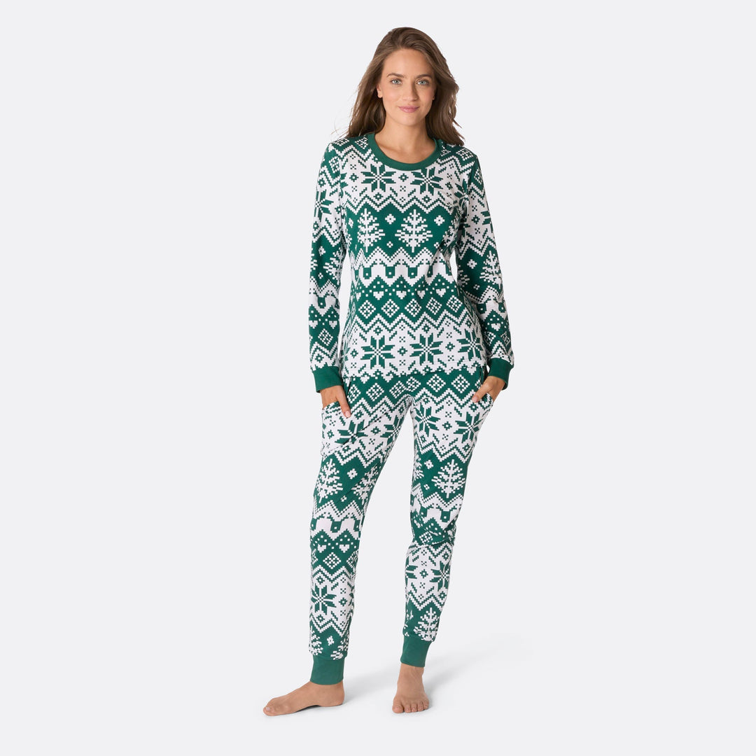 Pyjama de Noël femme en tricot - vert
