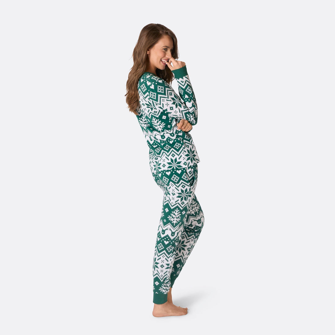 Pyjama de Noël femme en tricot - vert