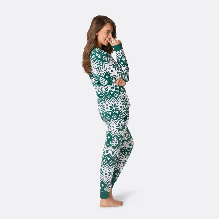 Pyjama de Noël femme en tricot - vert