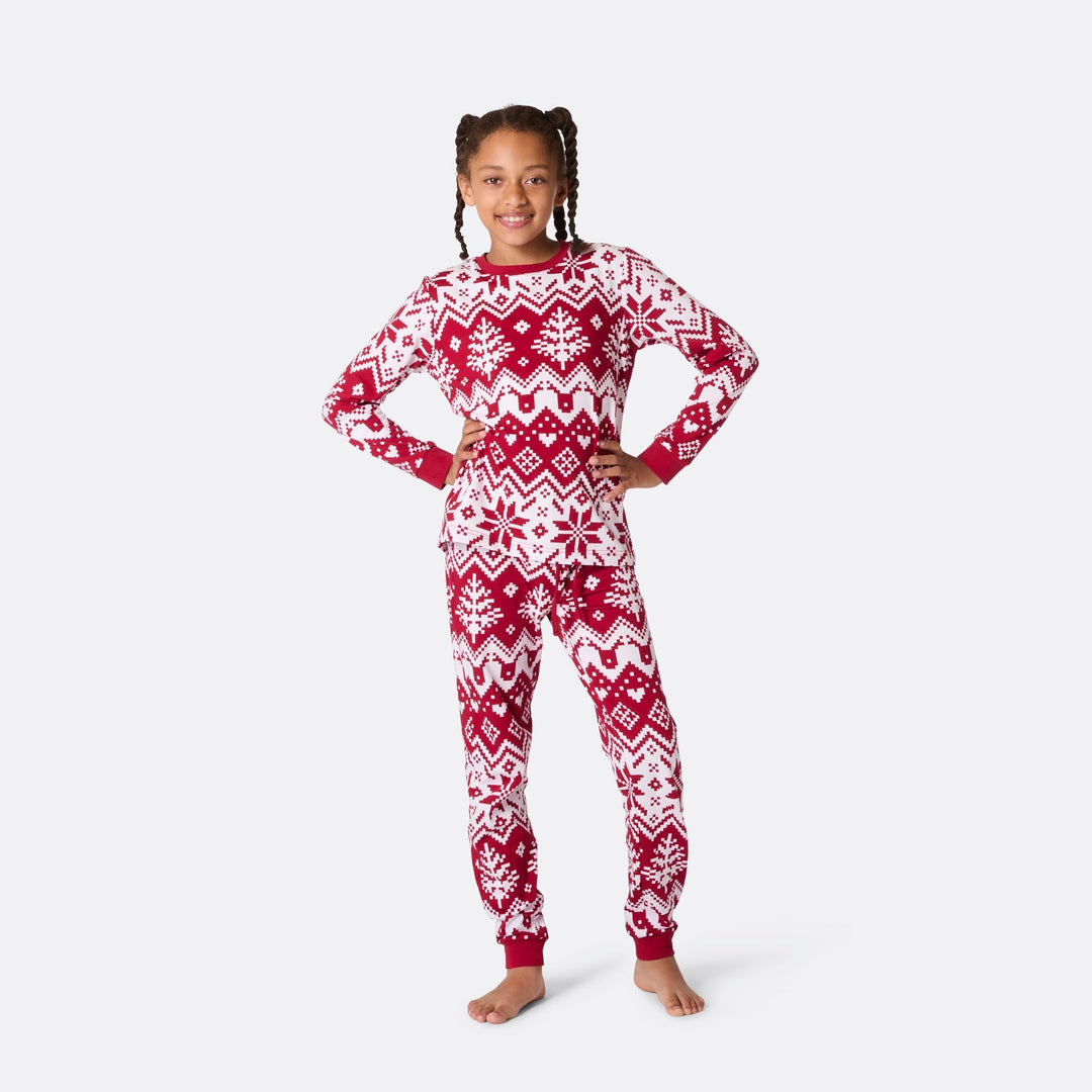 Pyjama de Noël en tricot enfant - rouge