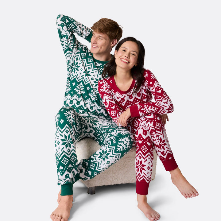 Pyjama de Noël femme en tricot - rouge