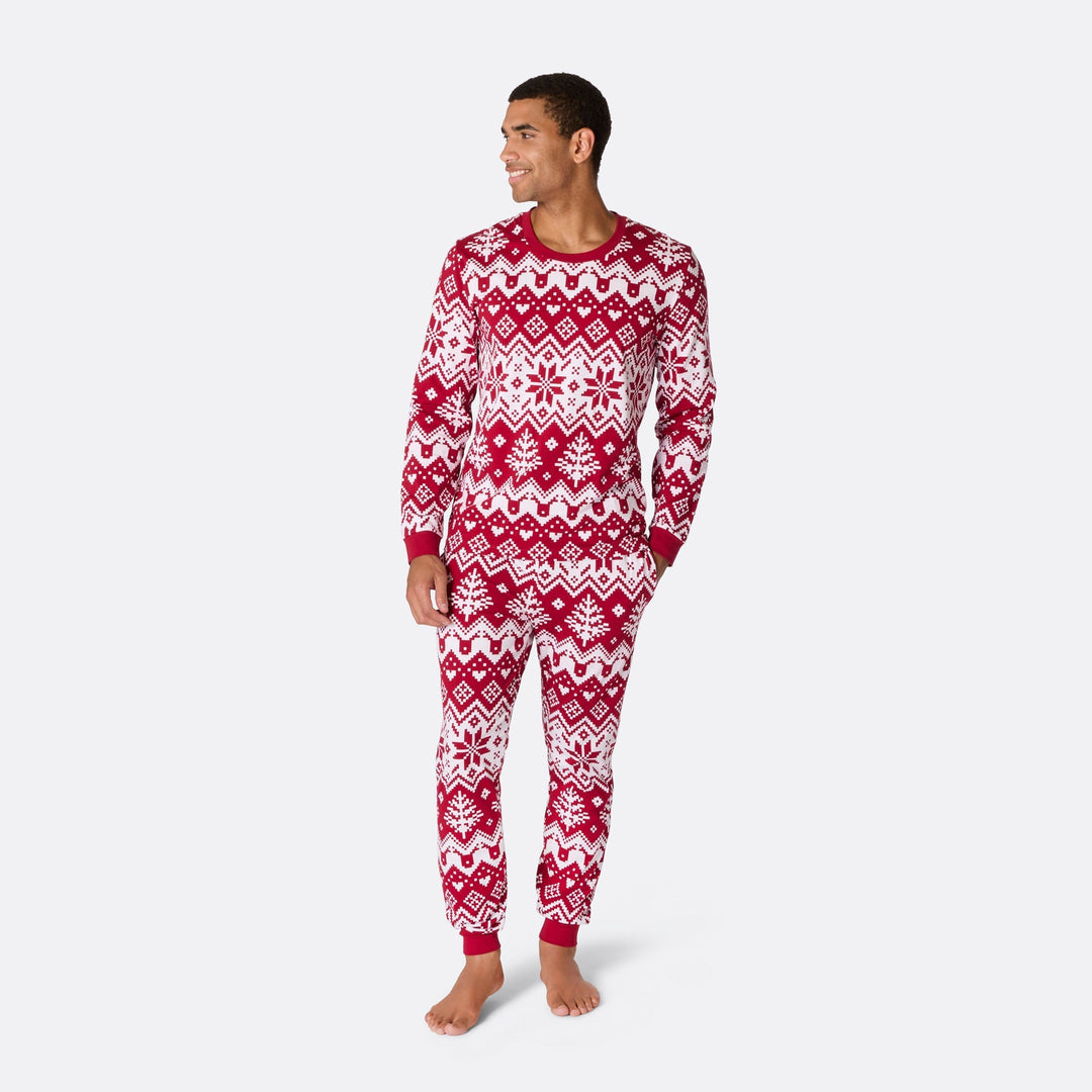 Pyjama de Noël homme en tricot - rouge