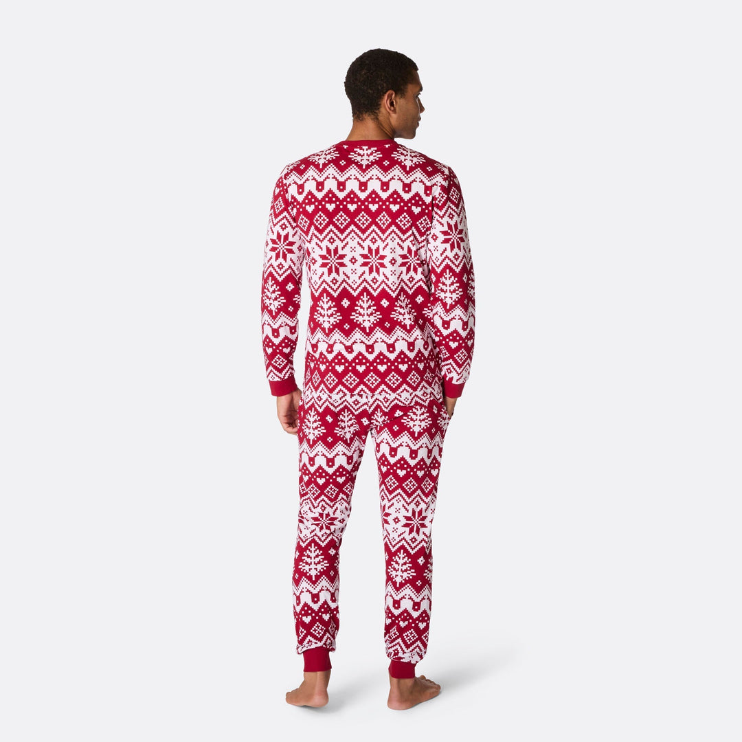 Pyjama de Noël homme en tricot - rouge