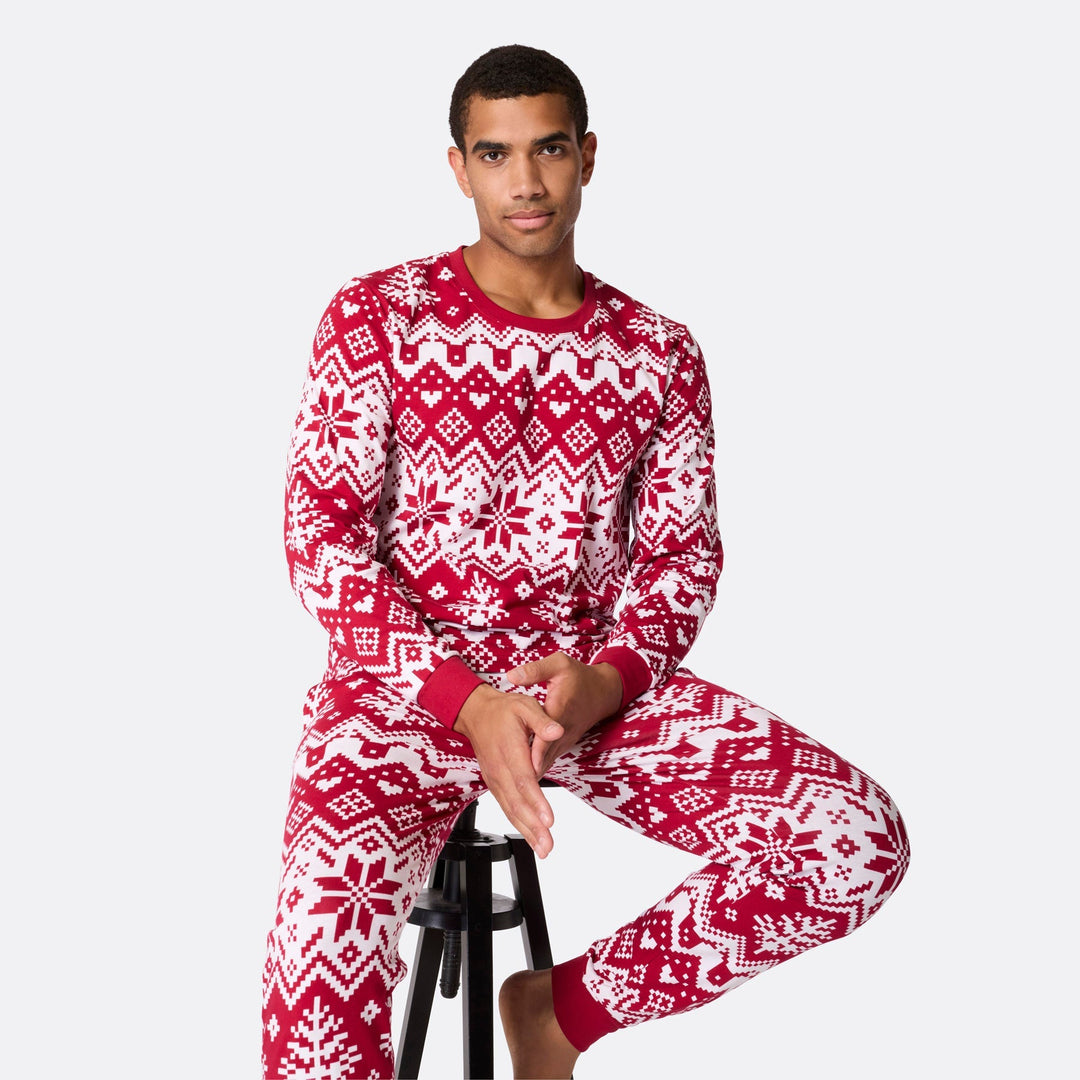Pyjama de Noël matchy-matchy en tricot - rouge