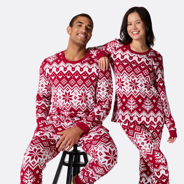 Pyjama de Noël matchy-matchy en tricot - rouge
