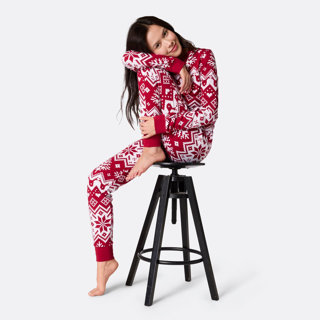 Pyjama de Noël femme en tricot - rouge