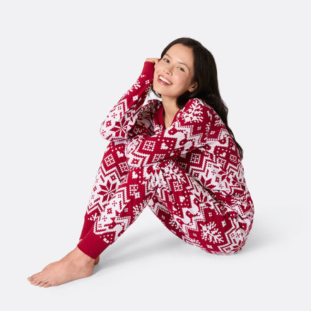 Pyjama de Noël femme en tricot - rouge