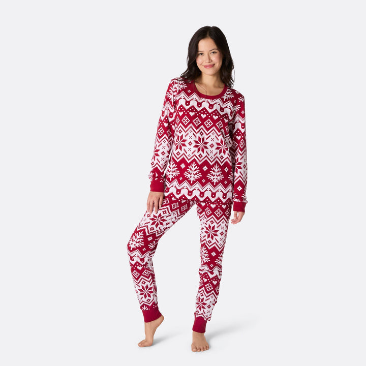 Pyjama de Noël femme en tricot - rouge