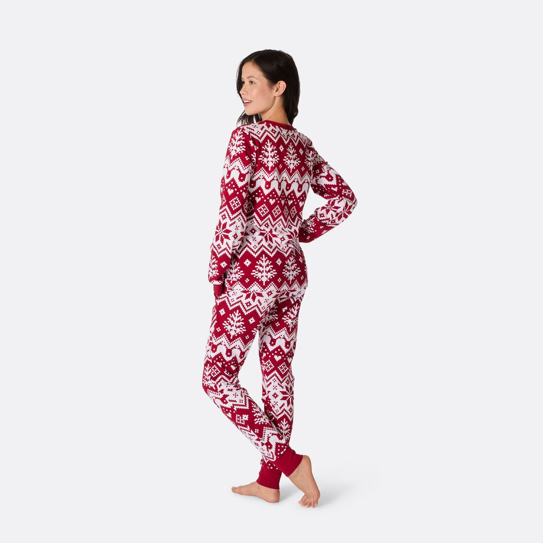 Pyjama de Noël femme en tricot - rouge