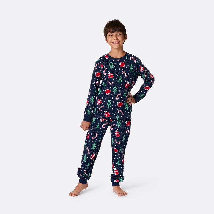 Pyjama motifs de Noël matchy-matchy - bleu