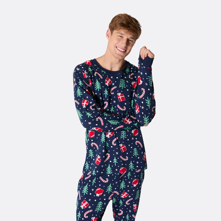 Pyjama de Noël homme - bleu à motifs