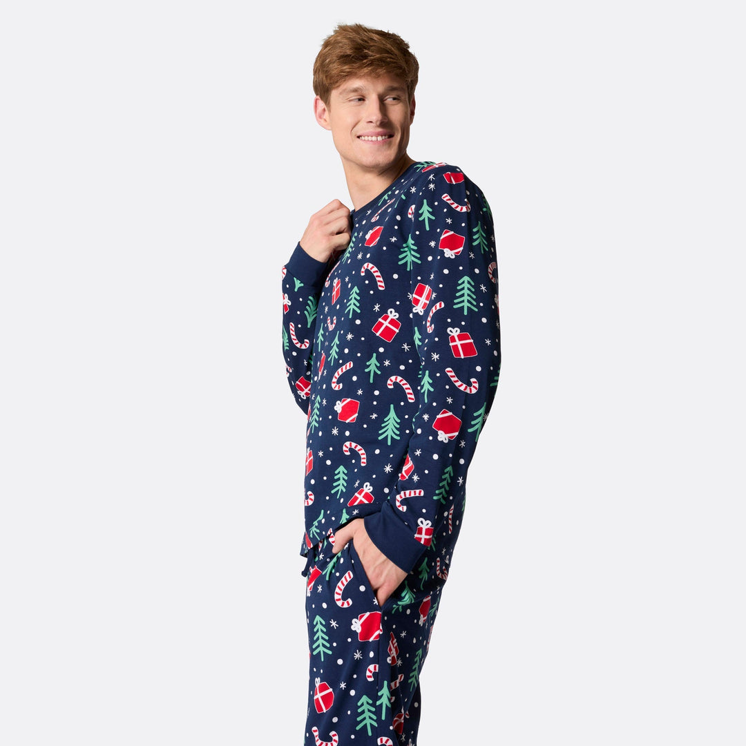 Pyjama de Noël homme - bleu à motifs