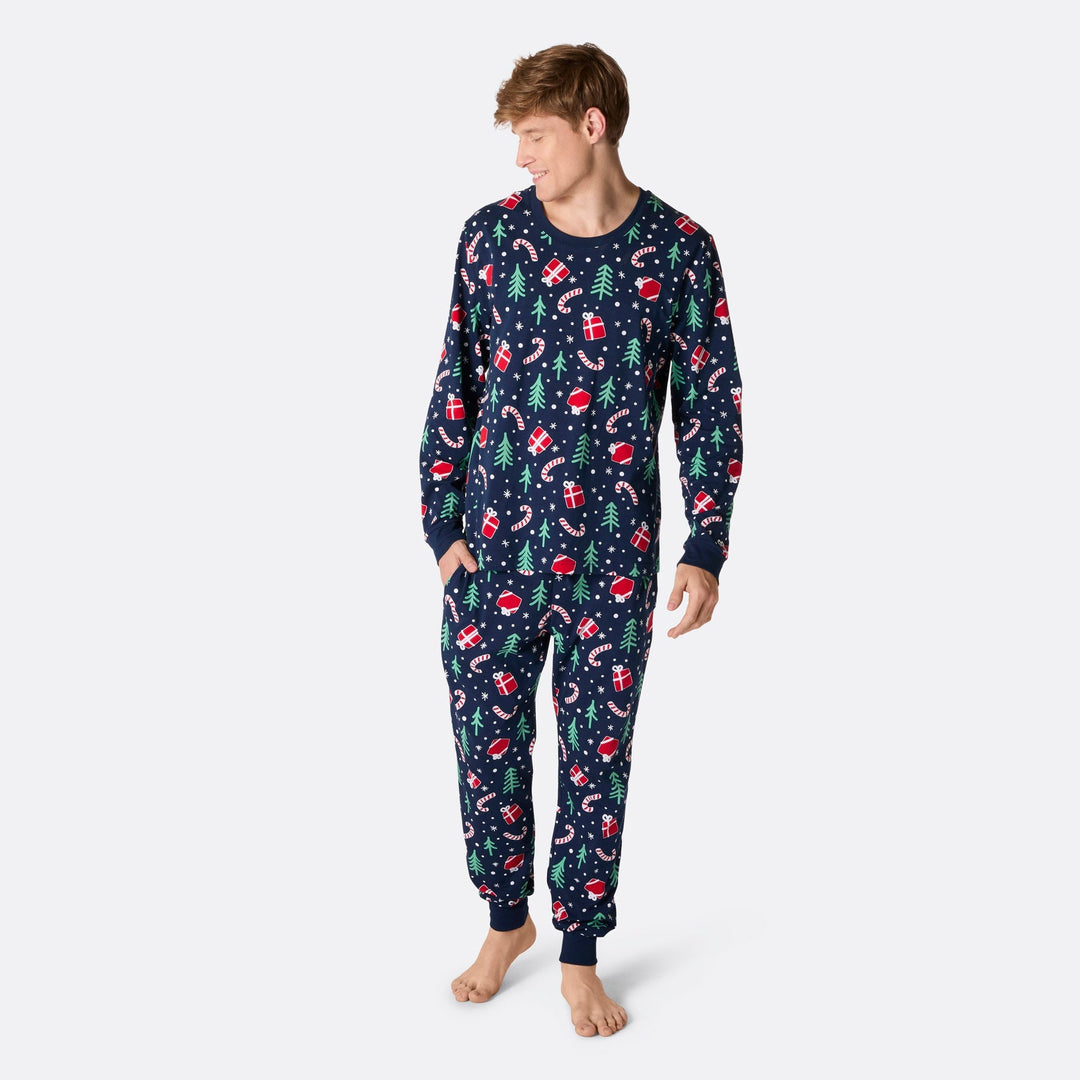 Pyjama de Noël homme - bleu à motifs