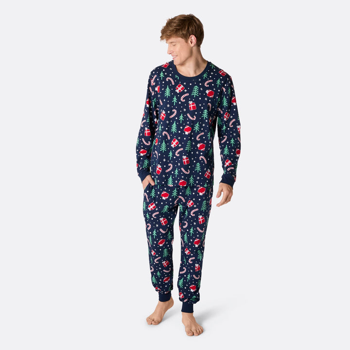 Pyjama de Noël homme - bleu à motifs