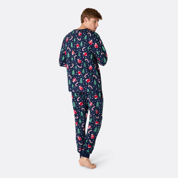 Pyjama de Noël homme - bleu à motifs