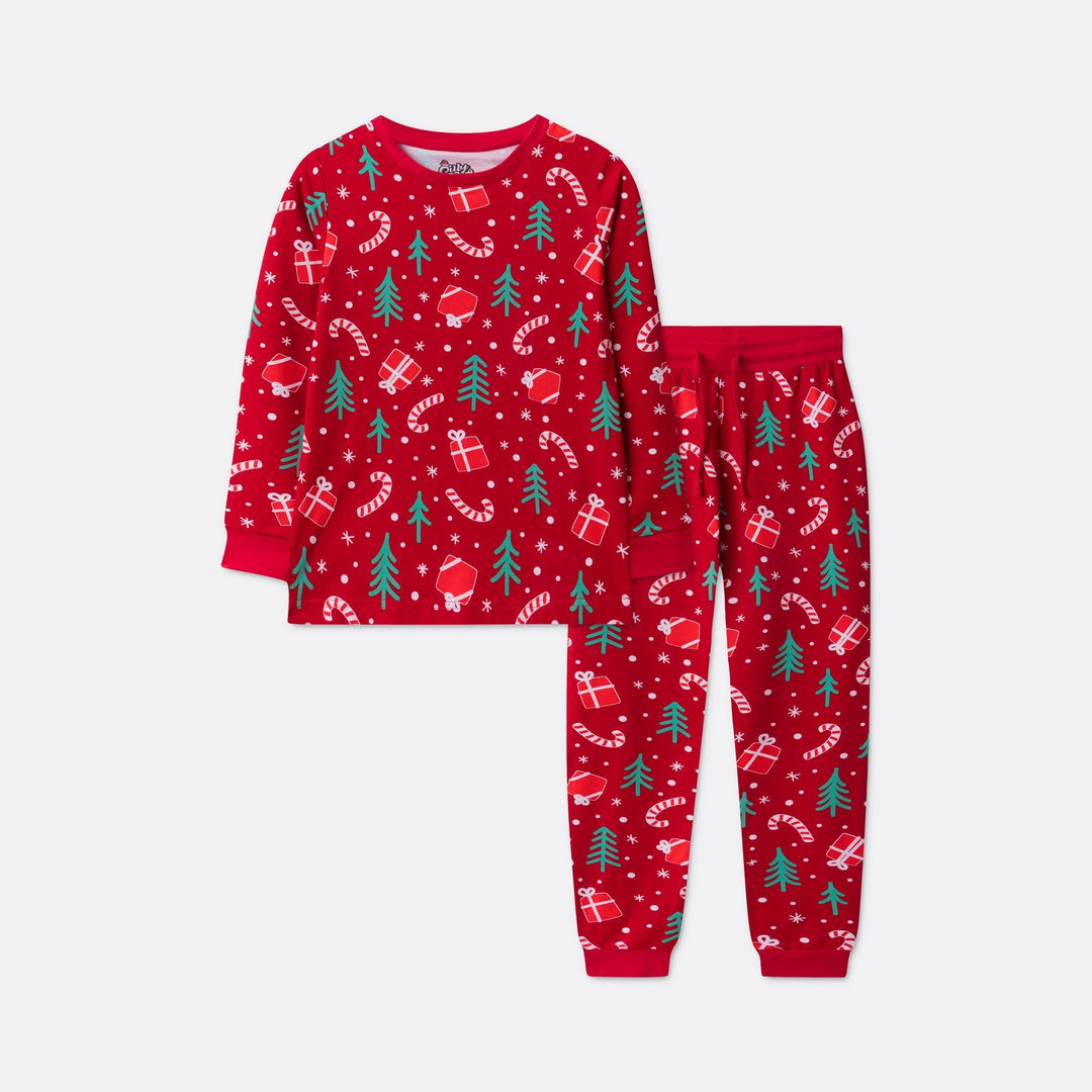 Pyjama motifs de Noël matchy-matchy - rouge