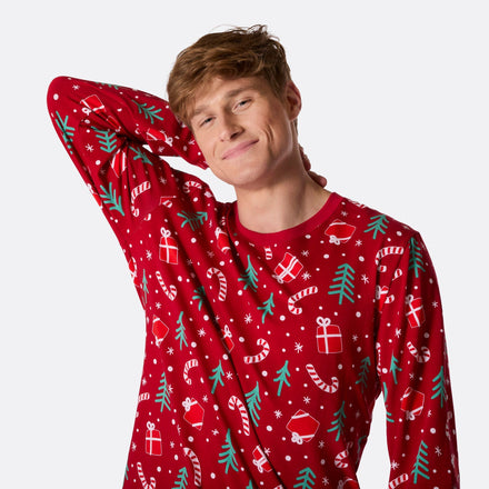 Pyjama de Noël homme - rouge à motifs