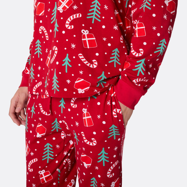 Pyjama de Noël homme - rouge à motifs