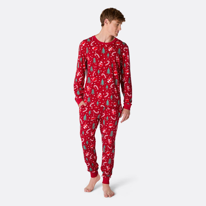 Pyjama de Noël homme - rouge à motifs