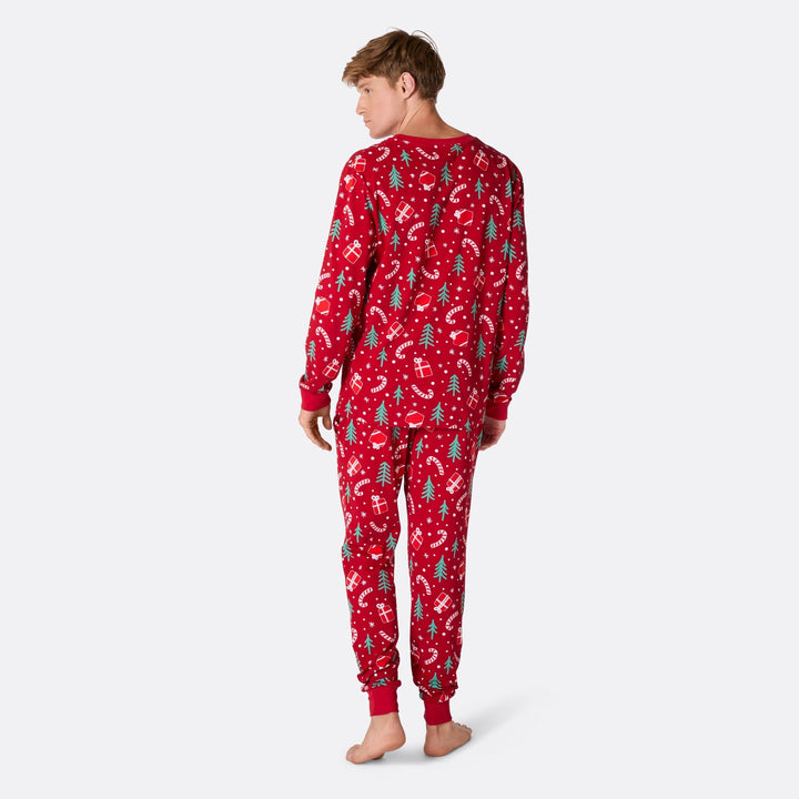 Pyjama de Noël homme - rouge à motifs