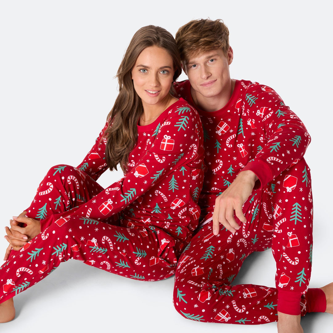 Pyjama de Noël femme - rouge à motifs