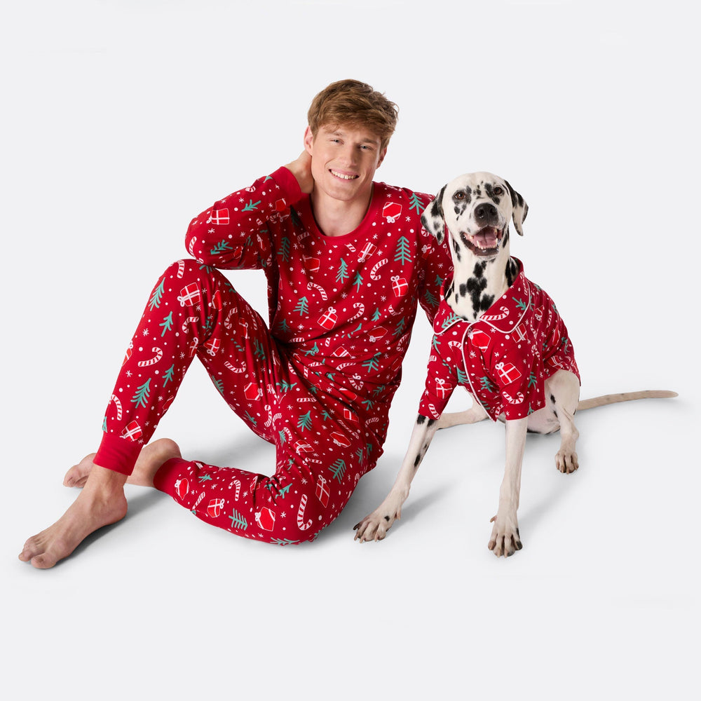 Pyjama de Noël homme - rouge à motifs