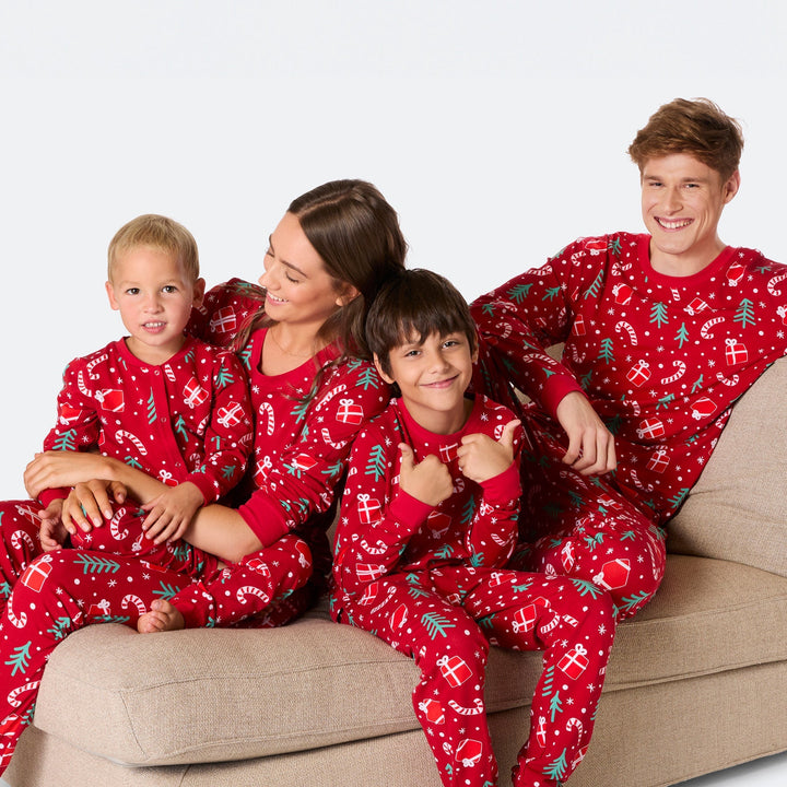 Pyjama de Noël femme - rouge à motifs
