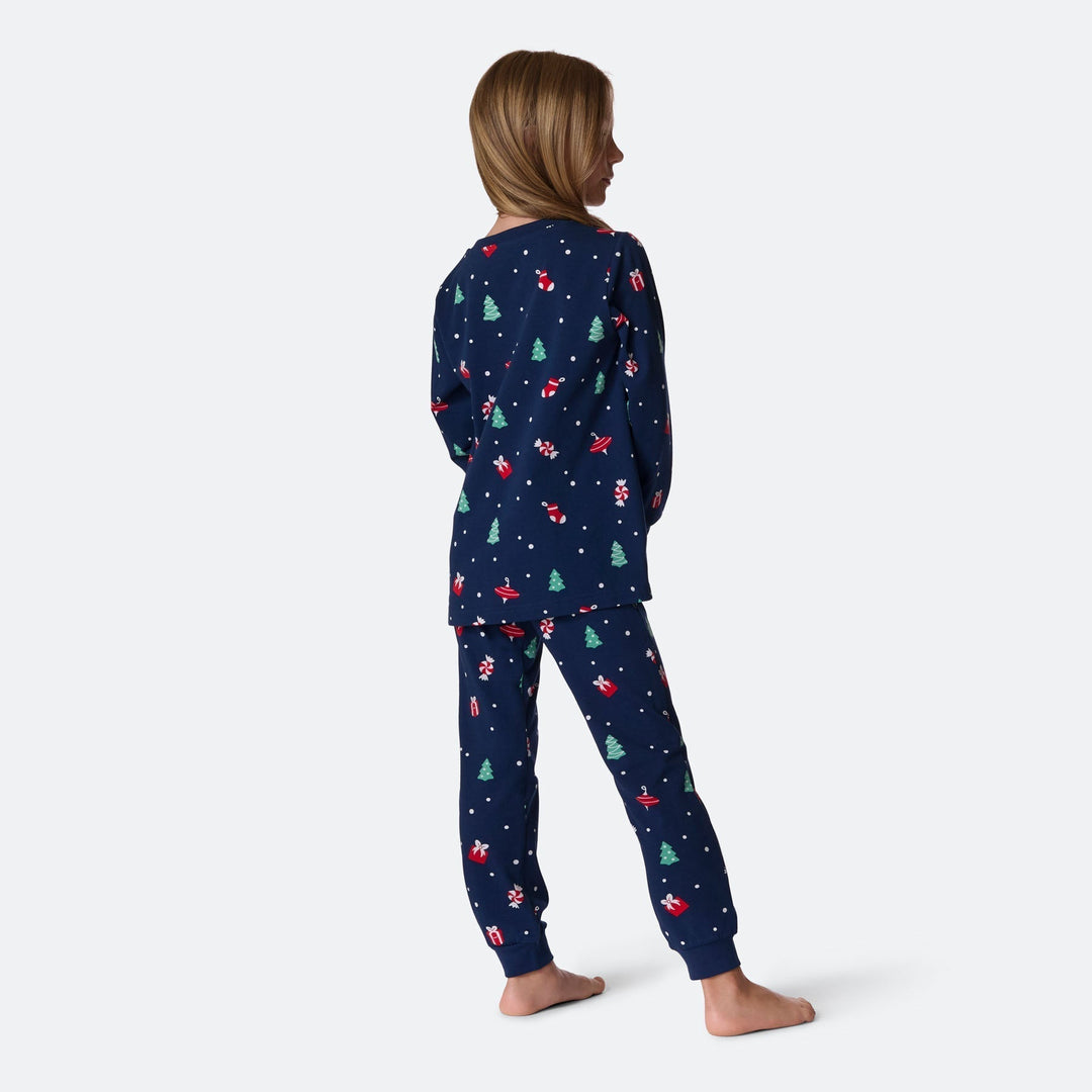 Pyjama de Noël matchy-matchy - bleu à motifs festifs