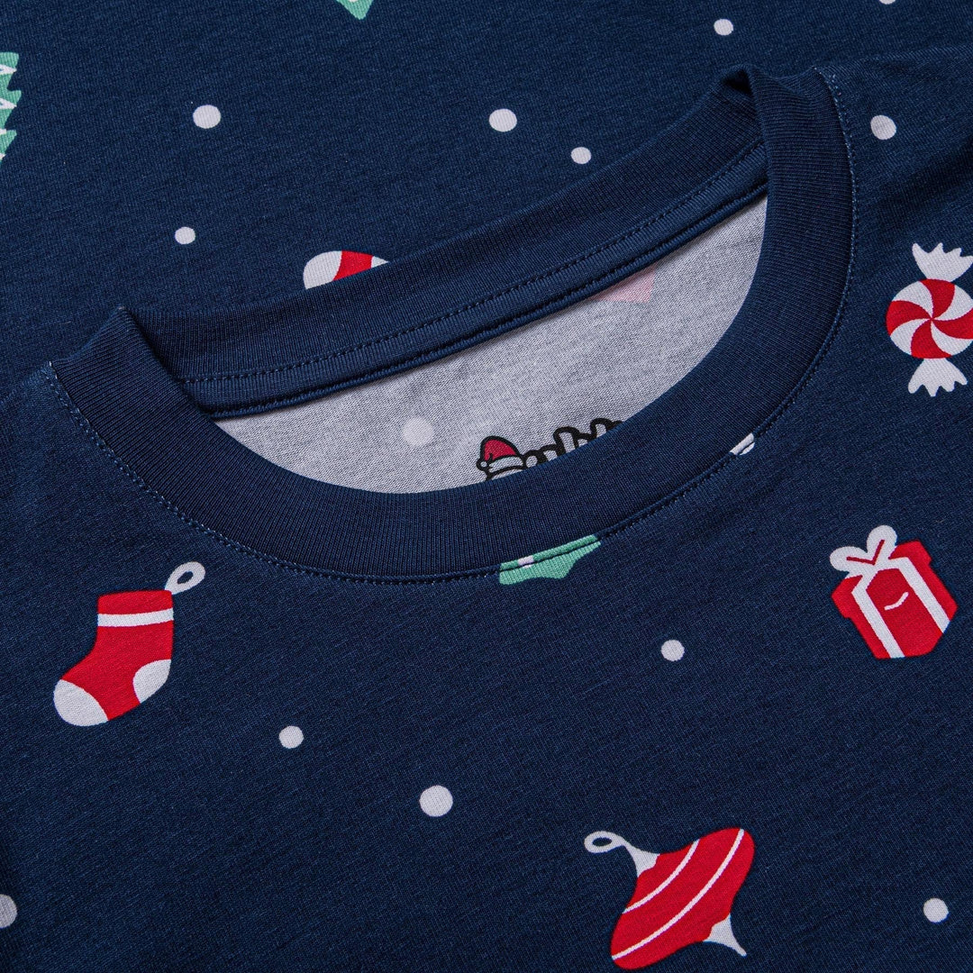 Pyjama de Noël matchy-matchy - bleu à motifs festifs