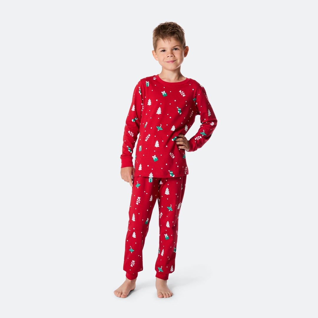 Pyjama de Noël matchy-matchy - rouge à motifs festifs