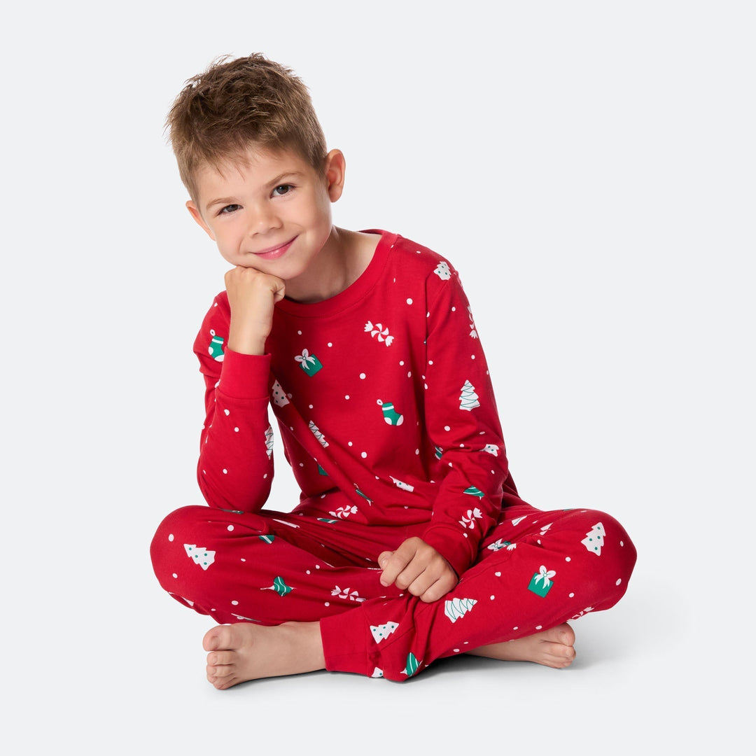 Pyjama de Noël matchy-matchy - rouge à motifs festifs