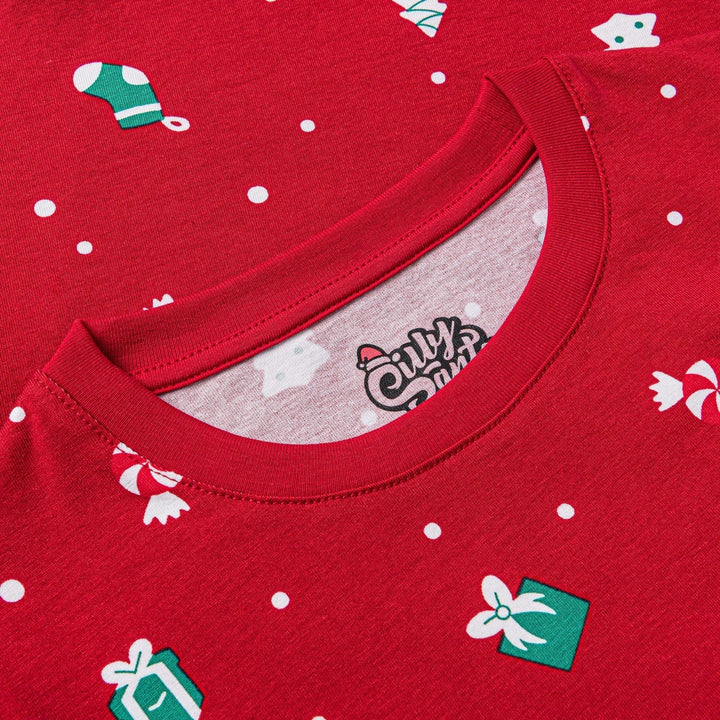 Pyjama de Noël matchy-matchy - rouge à motifs festifs