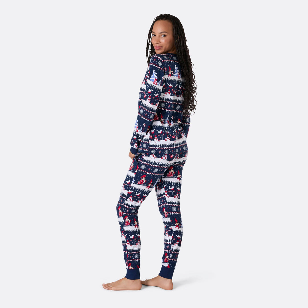 Pyjama de Noël femme - bleu à motifs